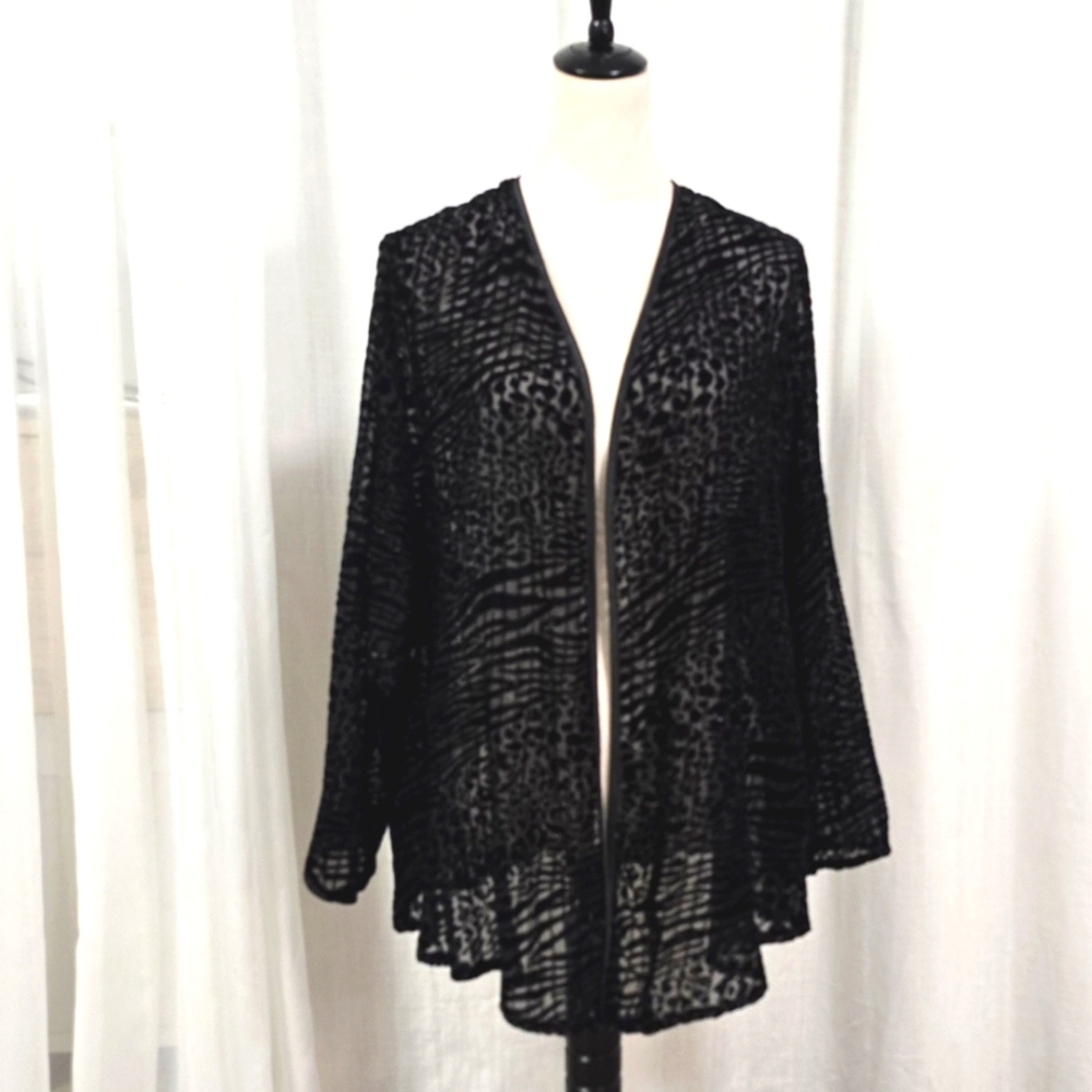 2/$30 Java Burnout Velvet Open Front Cardigan Womens Plus‎ Size 2X 22/24 Witchy